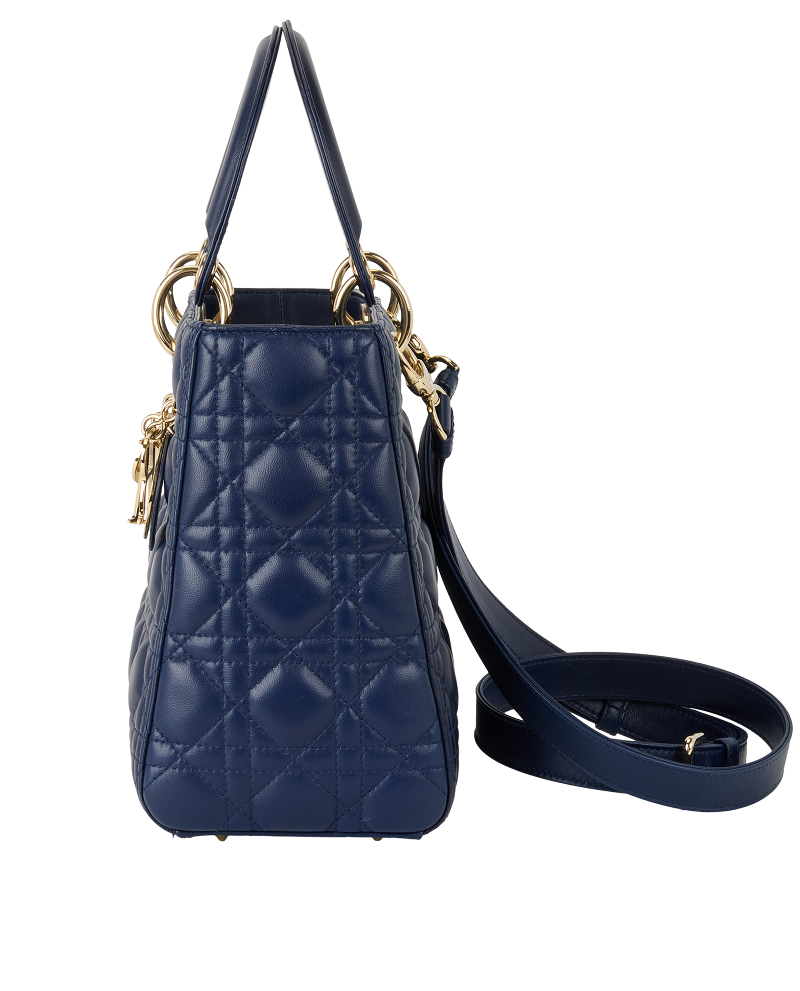 Medium Lady Dior, &pound;1,900, Handbags, Blue, Leather, Bottom view